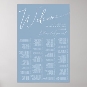 Poster Whimsical Script   Dusty Blue Alphabetical Seating