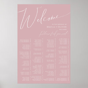 Poster Whimsical Script Dusty Rose Alphabetical Seating