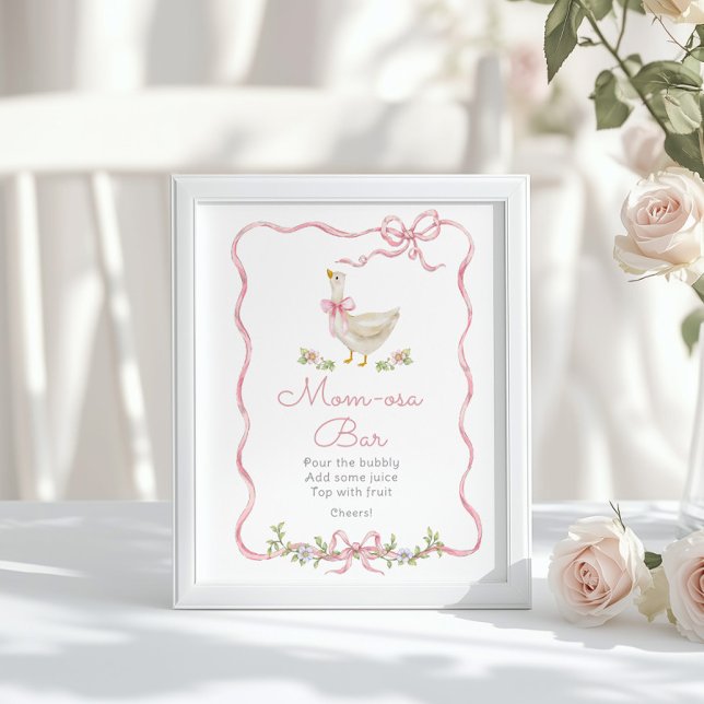 Poster Whimsical Silly goose rose bow Momosa Bar (Créateur téléchargé)