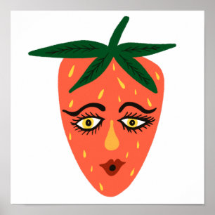 Poster Whimsical Strawberry Art