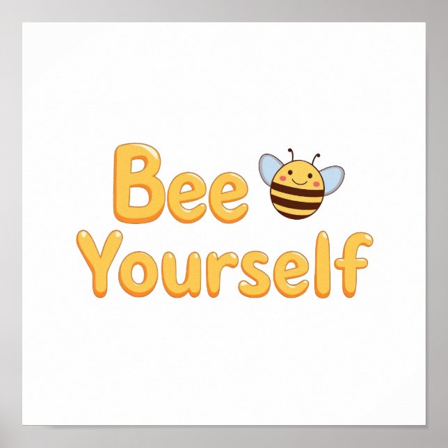 Poster Whimsical Yellow Bumblebee and Quote (Devant)