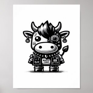 Poster Whimsigoth Cyborg Cow Art Vintage Design Classique