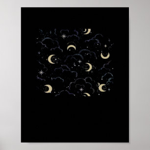 Poster Whimsigoth Nuages Sun Moon Witchy