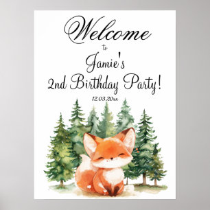 Poster Whimsland Woodland Fox 2e fête d'anniversaire Bien