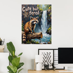 Poster Whimsy des bois : Raccoon près des chutes