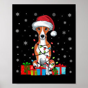 Poster Whippet Chien laides Noël illumine Santa Hat Whipp