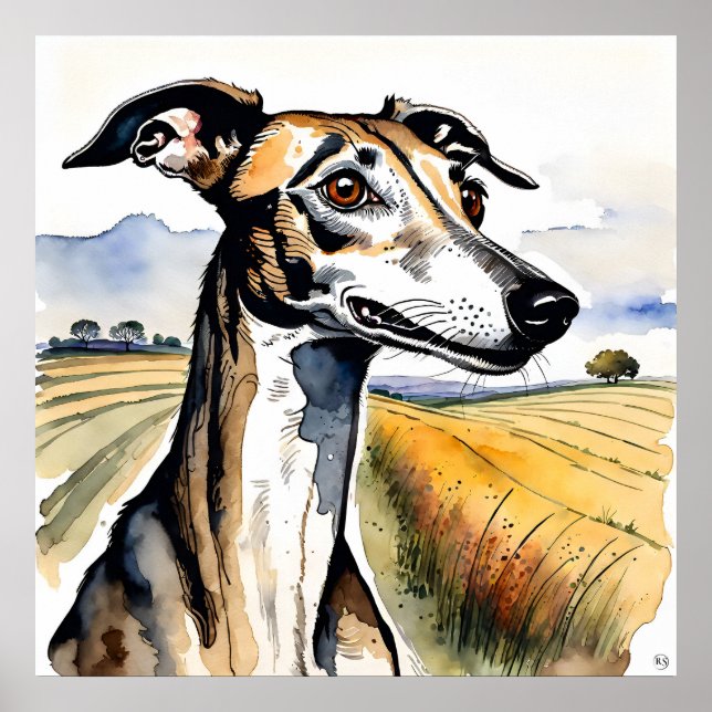 Poster Whippet Dog - Chien Art Imprimer (Devant)