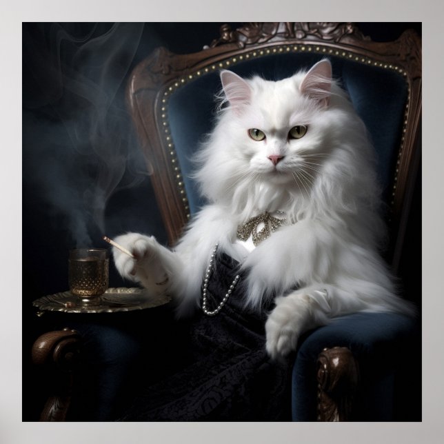 Poster Whiskered Cat Wonders : Portraits numériques de ch (Devant)