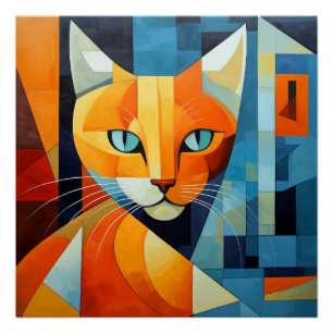 Poster Whiskers Abstraits : Chat orange