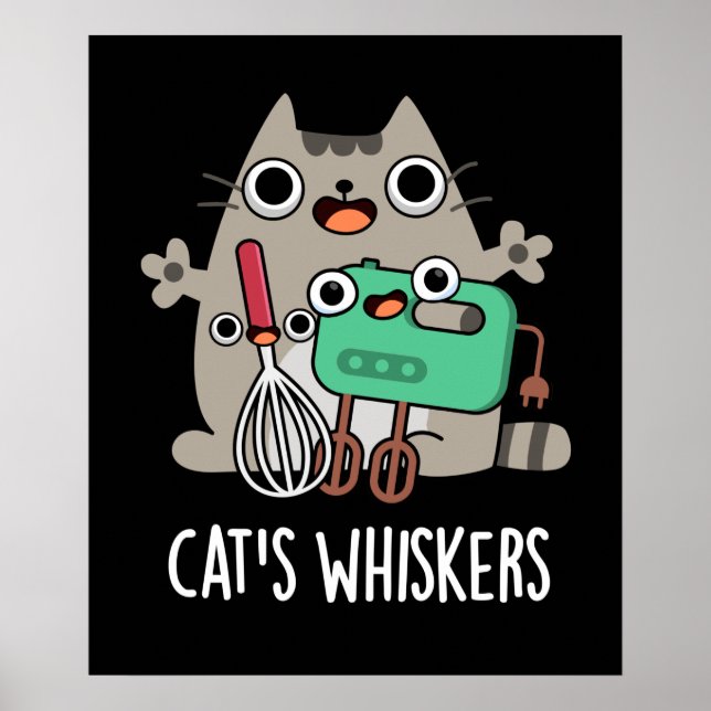 Poster Whiskers Cat's Funny Baking Pun Dark BG (Devant)