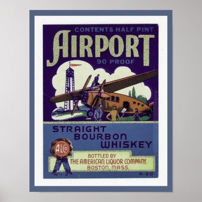 Poster Whiskey aéroport Bourbon 1930 (Devant)