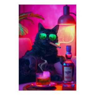 Poster Whiskey de chat Gentleman   Barre amusante