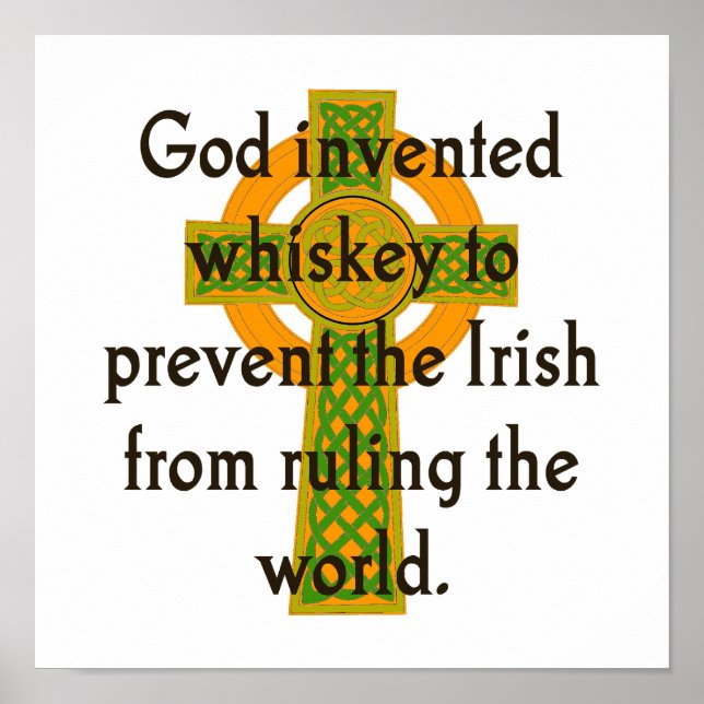 Poster Whiskey Invité de Dieu - Citation irlandaise (Devant)