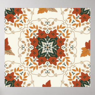 Poster Whispers d'automne : Blend géométrique floral