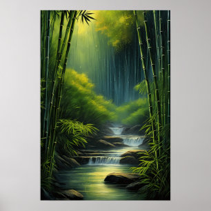 Poster Whispers en bambou, Serenade des petites cascades