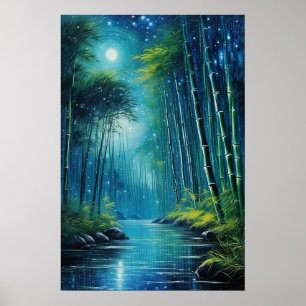 Poster Whispers Lune, Forêt Mystique De Bambou