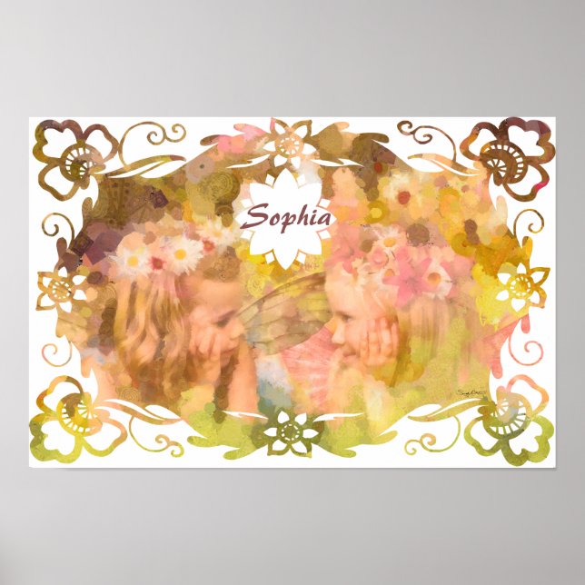 Poster Whispers of Magic: Two Fairy Friends in a Garden (Devant)