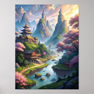Poster Whispers of Serenity : Paysage chinois antique