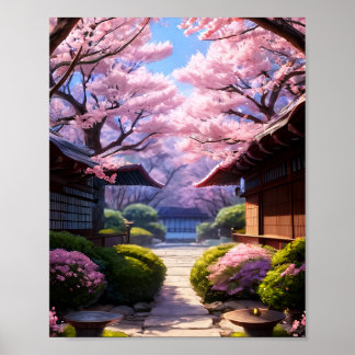 Poster Whispers of Spring : Fleurs de cerisiers et tranqu