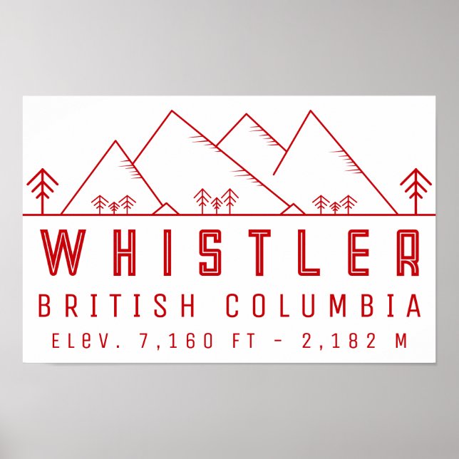 Poster Whistler Colombie-Britannique Canada Minimaliste (Devant)