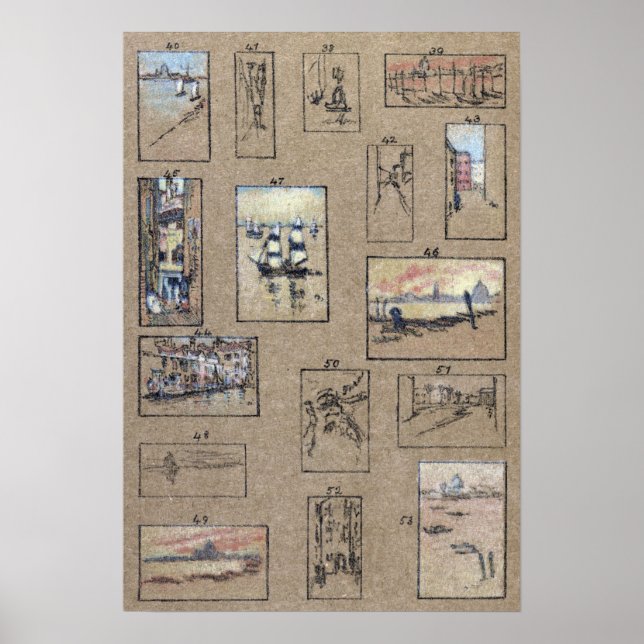 Poster Whistler - Pastels De Venise 1879 (Devant)