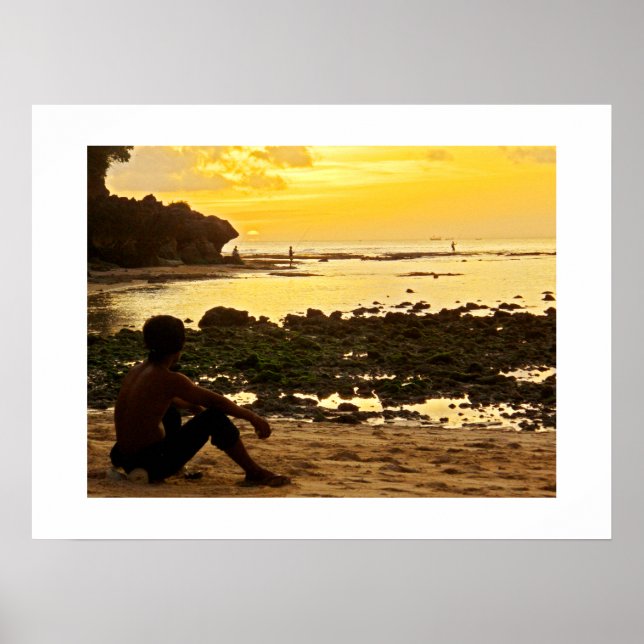 Poster white (24"x18")  Padang Beach Bali (Front)