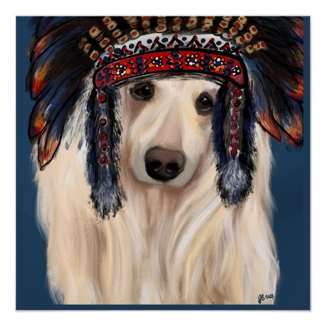 Poster White Afghan Hound (Devant)