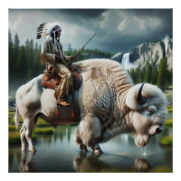 White Buffalo Yellowstone Park Avec Art Indien