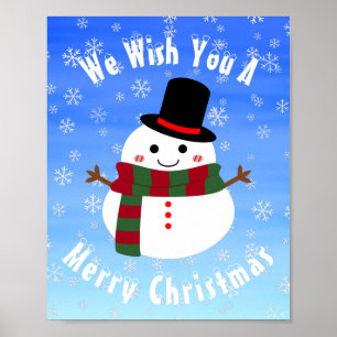 Poster White Christmas Snowman
