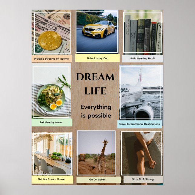 Poster White Frame Photos Vision Board (Devant)