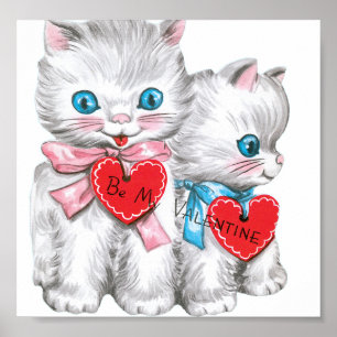 Poster White Kittens Valentine
