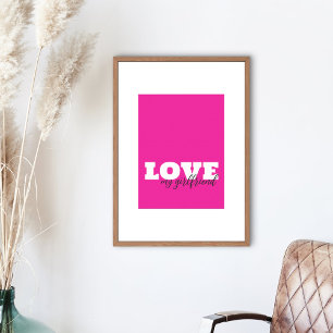 Poster White LOVE Hot Pink Valentine
