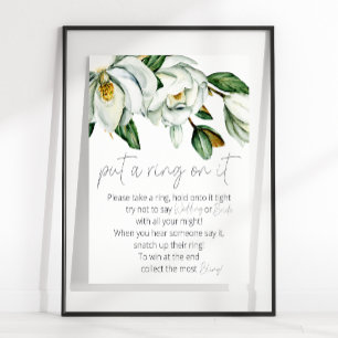 Poster White Magnolia Rustic Floral Met Une Bague Sur Le 