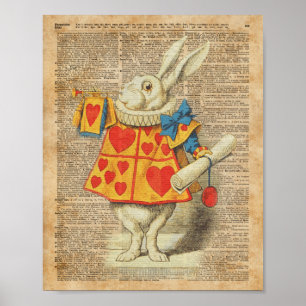 Poster White Rabbit Alice au pays des merveilles Vintage 