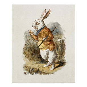 Poster White Rabbit from Alice In Wonderland Vintage