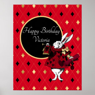 Poster White Rabbit in Red Birthday