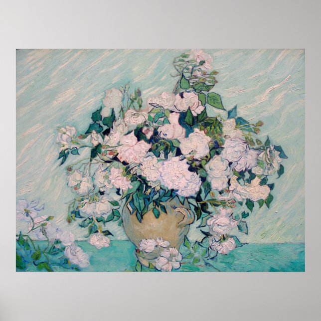 Poster White Roses-1890-Vincent van Gogh (Devant)