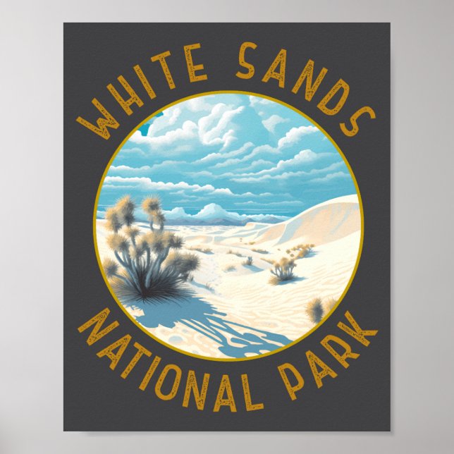 Poster White Sands National Park Distressed Circle  (Devant)