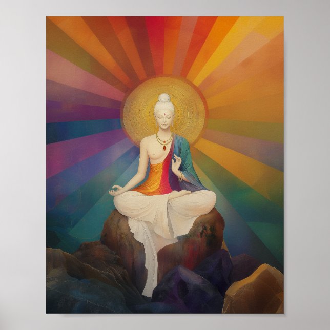 Poster White Tara Rainbow Imprimer : Bouddhiste Goddess A (Devant)