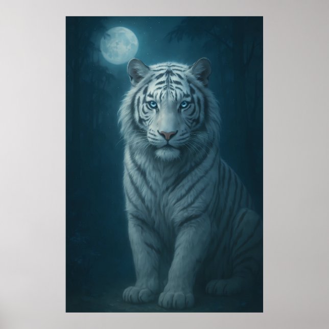 Poster White Tiger – Mystical Fantasy Portrait – ManJiang (Devant)