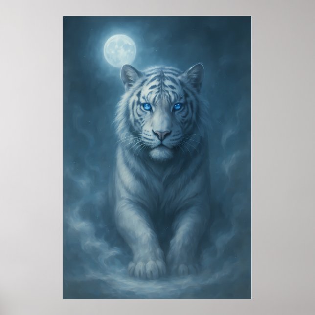 Poster White Tiger – Mystical Fantasy Portrait – ManJiang (Devant)