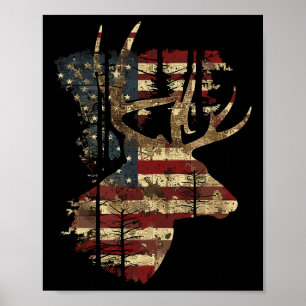 Poster Whitetail Buck Deer Chasse 4 juillet États-Unis Am