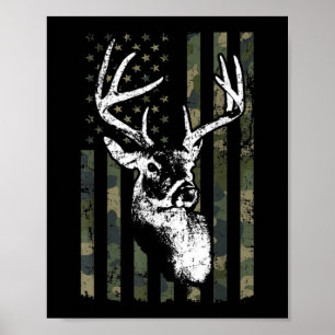 Poster Whitetail Buck Deer Hunting USA Camouflage Amériq