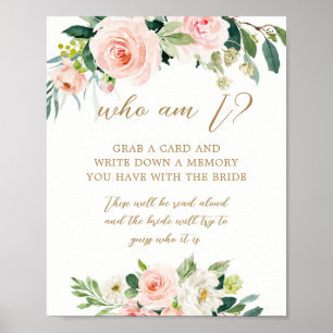 Poster Who Am I Share a Memory with the Bride Game Sign