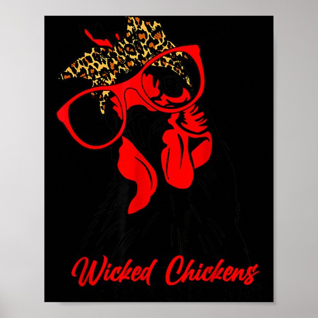 Poster Wicked Chickens Lay Deviled Egg Funny Rooster Chic (Devant)