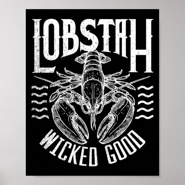 Poster Wicked Good Lobstah Funny Maine Boston Cape Cod Lo (Devant)