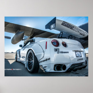 Poster Widebody Nissan GT-R Libertywalk R35 avec avion
