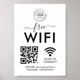 Poster Wifi Network et QR Code Scan Business Retail