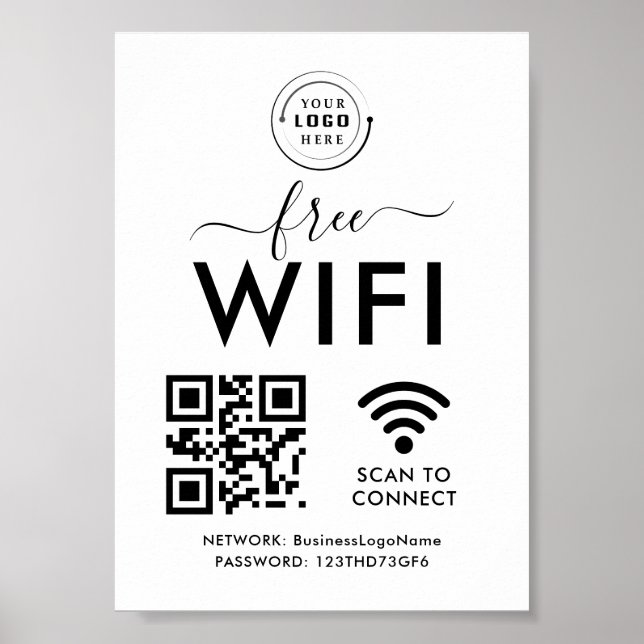 Poster Wifi Network et QR Code Scan Business Retail (Devant)