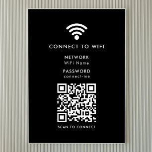 Poster Wifi Network   QR Code Internet Password Black